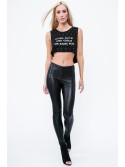 Asimetriškas crop top su užrašais, juodas ZZ1119 - Internetinė parduotuvė - Boutique